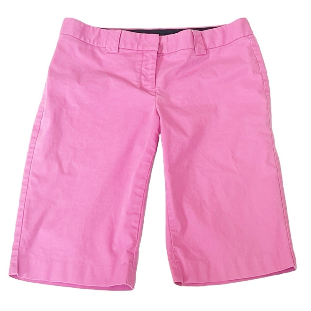 SOLD! Express Editor Solid Pink Bermuda Shorts Chino Low Rise Sz 8 Pockets